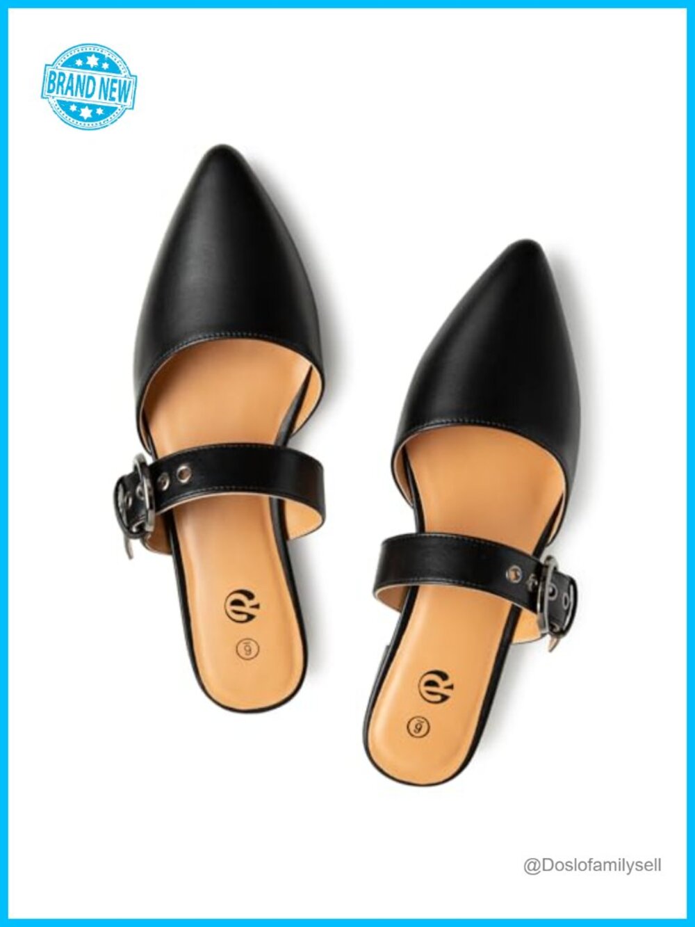 Pointed Toe Mules Adjustable Strap Backless Loafers Slip Resistant
